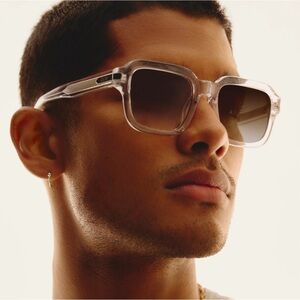 Quay Australia PLAYBACK Clear Frame Sunglasses with Brown Lenses